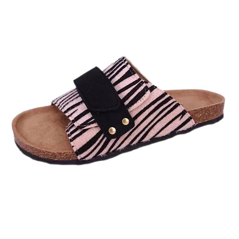 Sandalias con plantilla y tiras ajustables con velcro para mujer